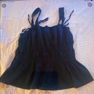 Women's Black Smocked Tank Top Large